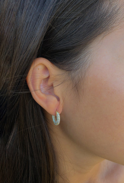Micro Pave CZ Huggy Hoops